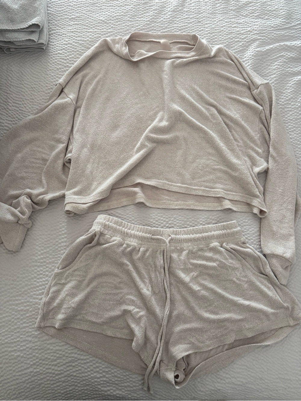 Women's Cozy Two-Piece Lounge Set in Cream